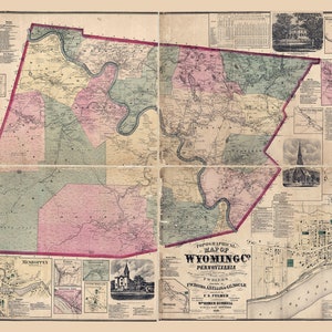 1869 Map of Wyoming County Pa from actual surveys