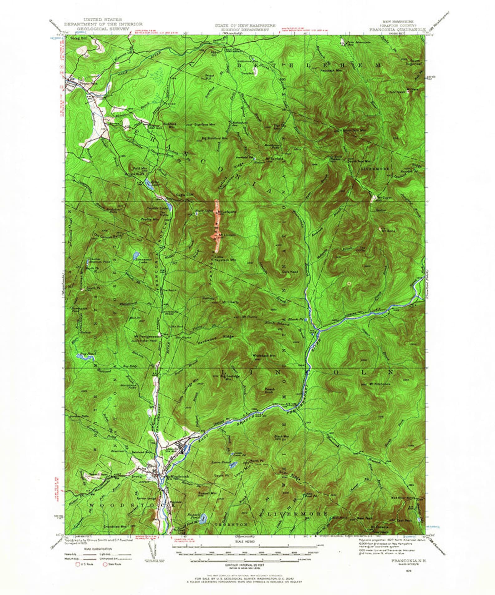 1929 Topo Map of Franconia New Hampshire White Mountains Etsy