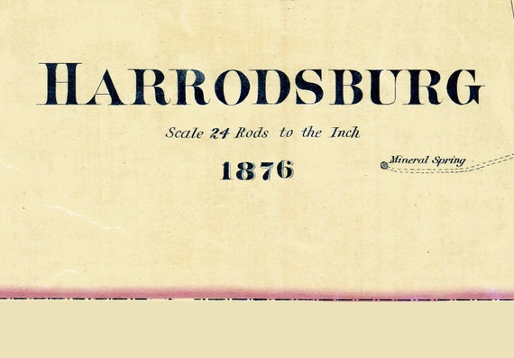 1876 Map of Harrodsburg Mercer County Kentucky - Etsy