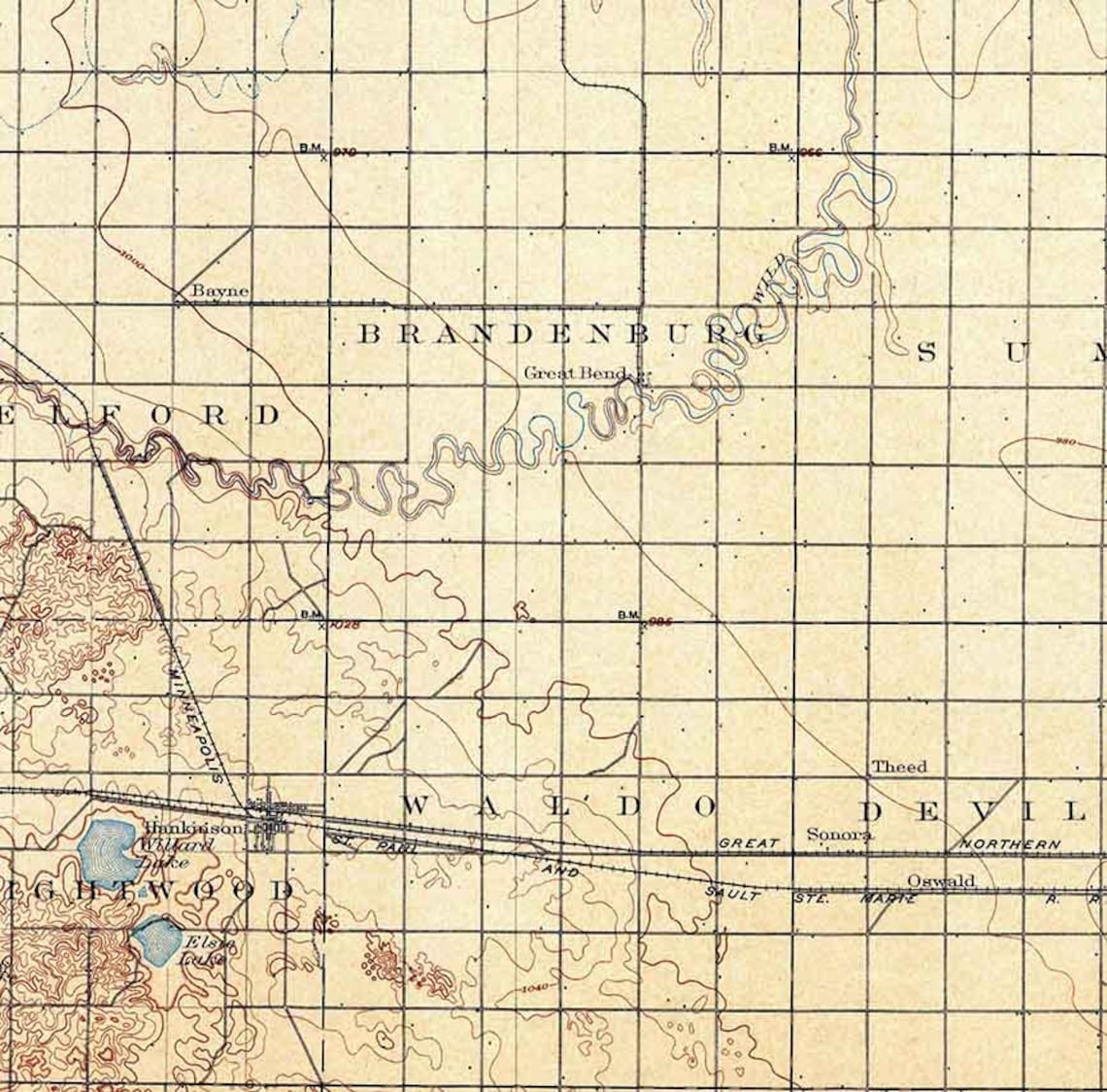 1904 Topo Map of Wahpeton North Dakota Etsy
