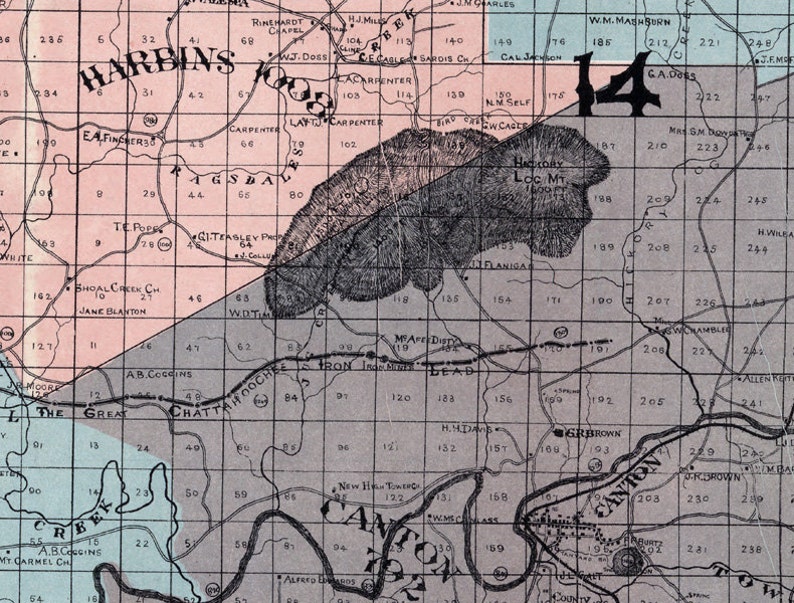 1895 Map of Cherokee County Landowner Reprint Etsy
