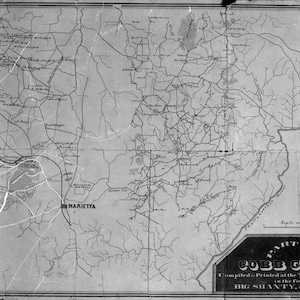 1864 Map Part of Cobb County Georgia Reproduction