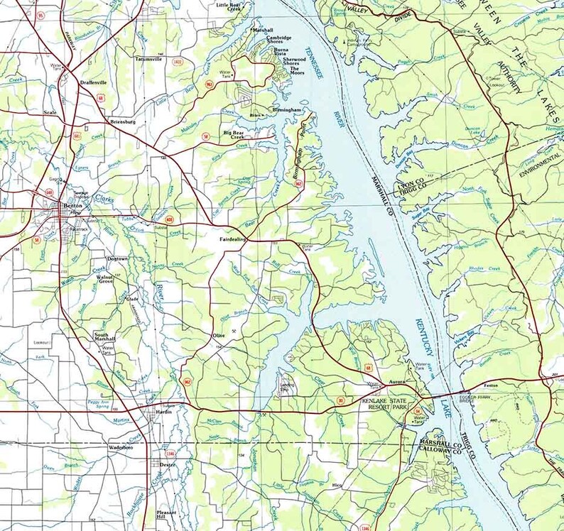 1986 Topo Map of Murray Kentucky Tennessee Mayfield Fulton Etsy