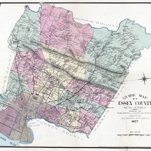 1877, carte du comté d'Essex, New Jersey, Caldwell