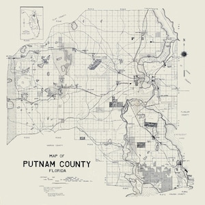 Farm Line-kaart uit 1925 van Putnam County, Florida