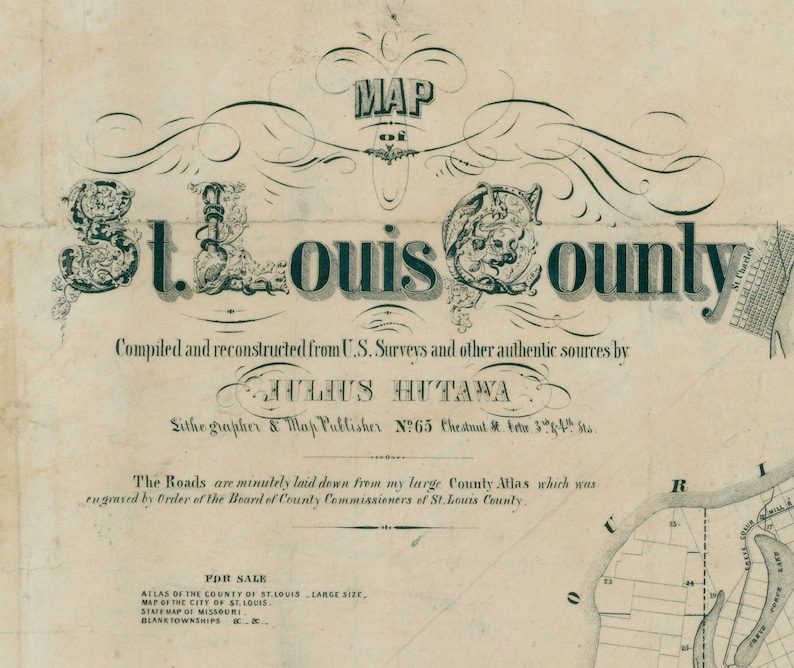 1800s Map of St Louis County Missouri Etsy