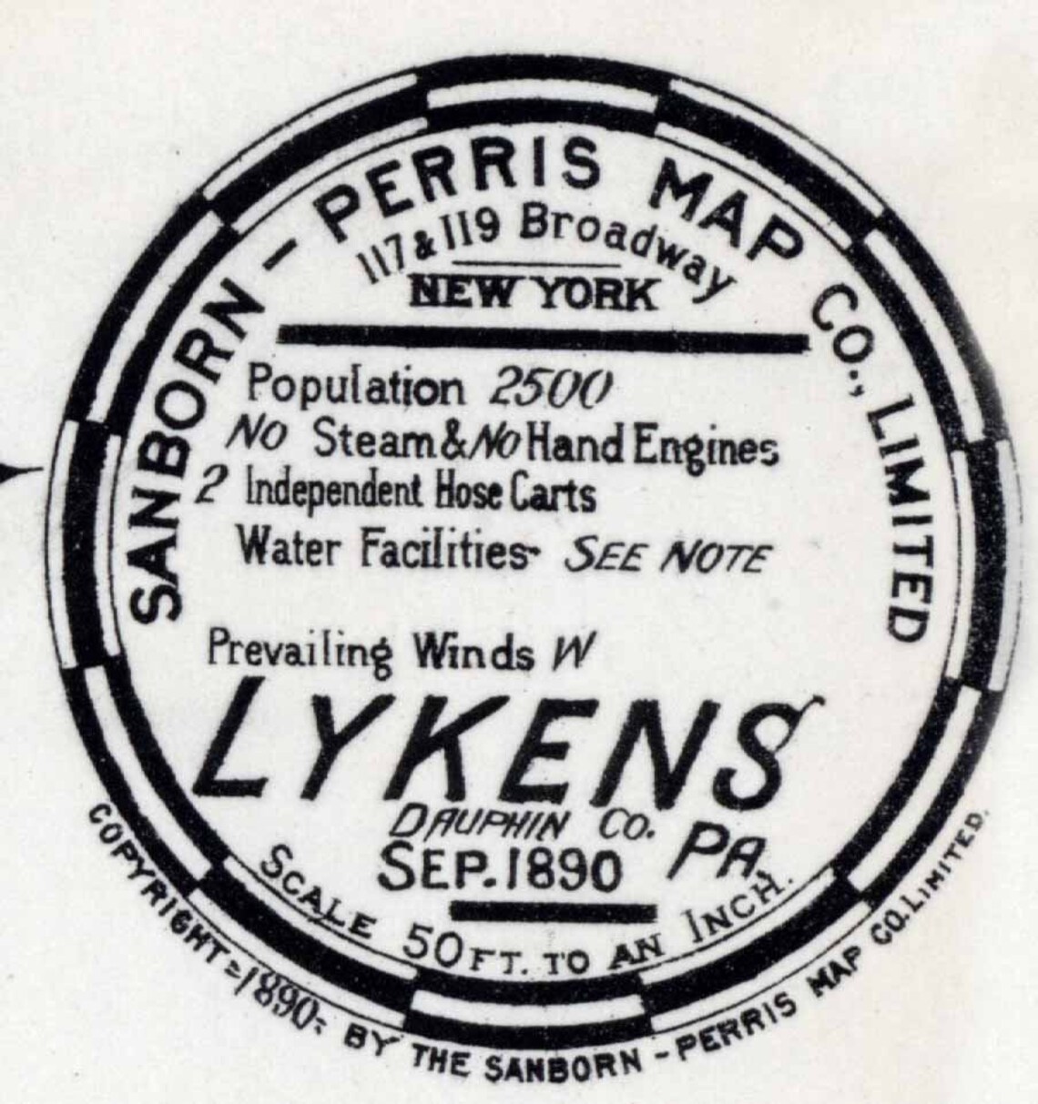 1890 Town Map of Lykens Dauphin County Pennsylvania Etsy