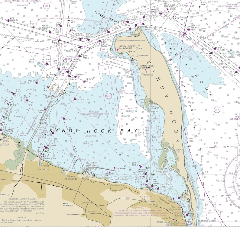 2023 Nautical Chart of New York Harbor - Etsy