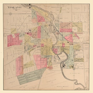 1895 Karte von Ypsilanti Washtenaw County, Michigan