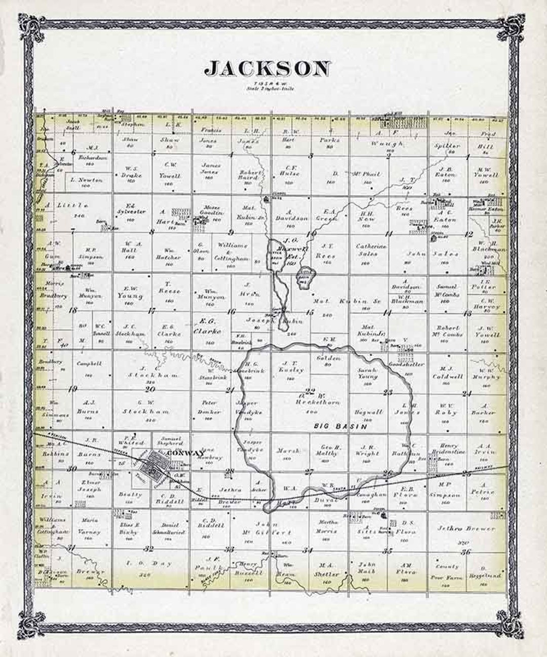 1884 Map of Jackson Township Mcpherson County Kansas Etsy