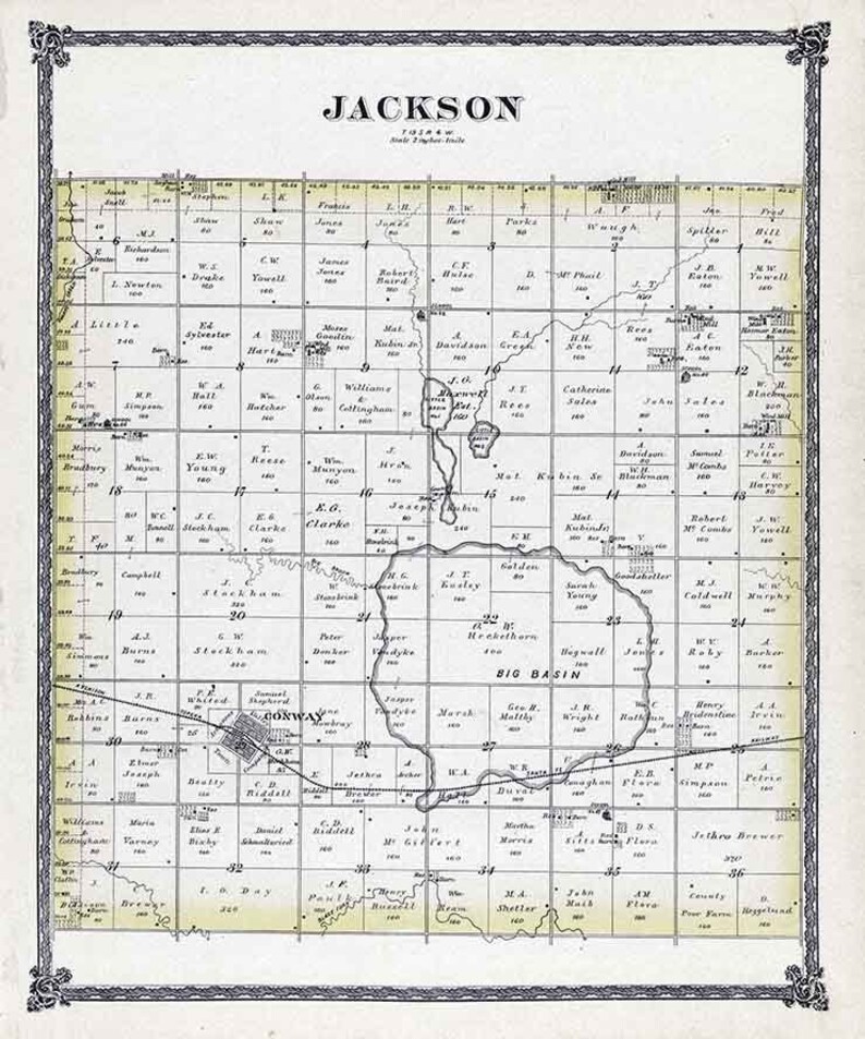 1884 Map of Jackson Township Mcpherson County Kansas Etsy