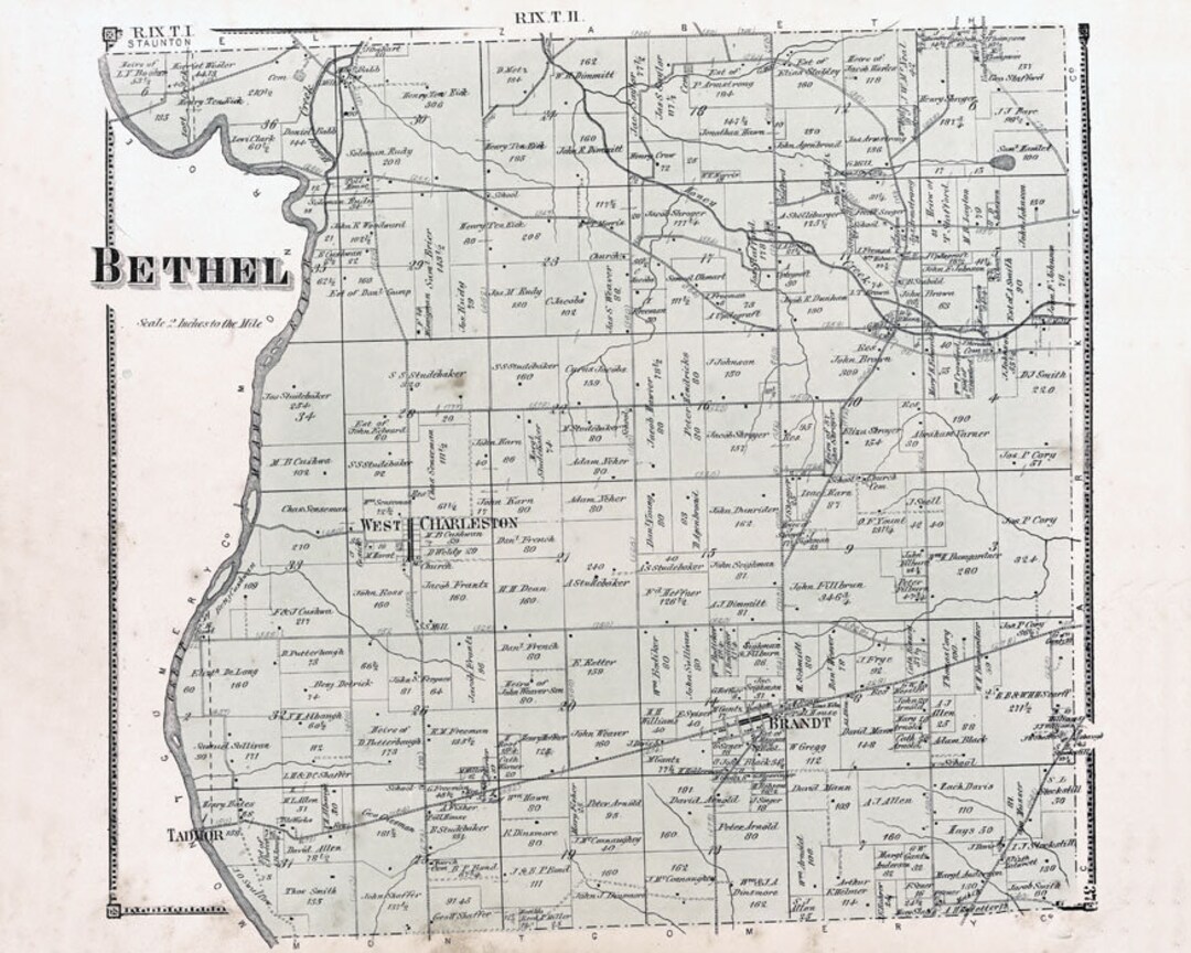 1871 Map of Bethel Township Miami County Ohio Etsy