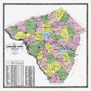 1864 Map of Lancaster County Pennsylvania