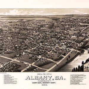 1885 Panorama-Karte von Albany Georgia Dougherty County