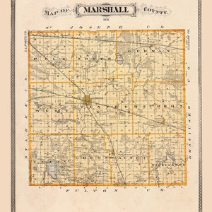 1876 Map of Marshall County Indiana