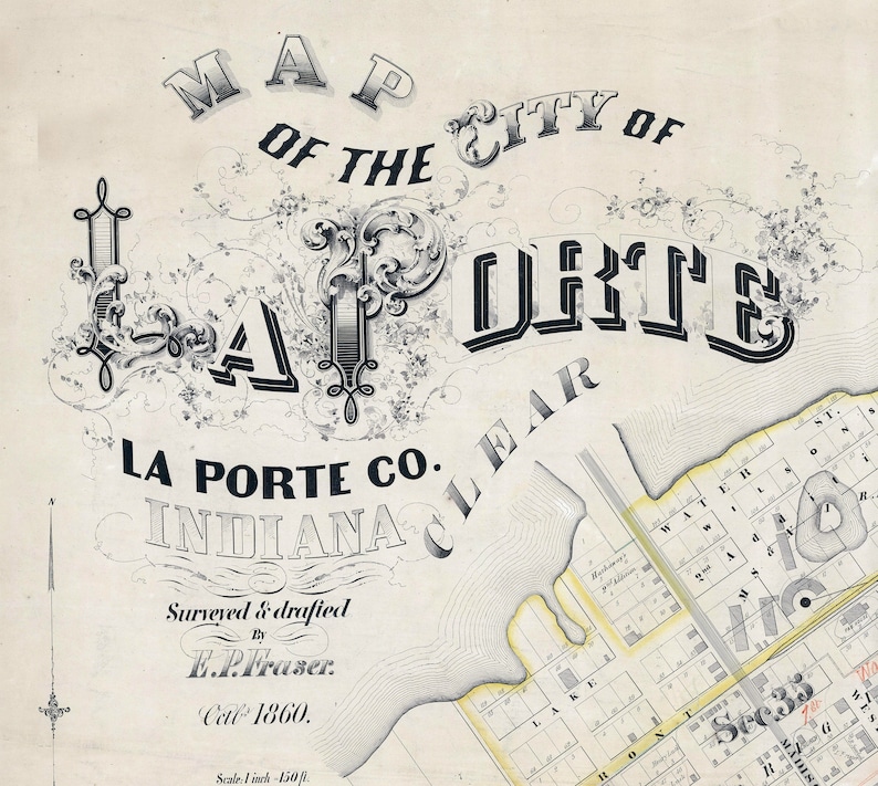 1860 Town Map of La Porte Indiana Etsy
