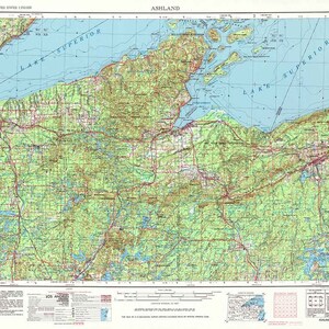 1953 Topo Map of Ashland Wisconsin Lake Superior