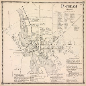 Stadsplattegrond uit 1865 van Potsdam Saint Lawrence County, New York