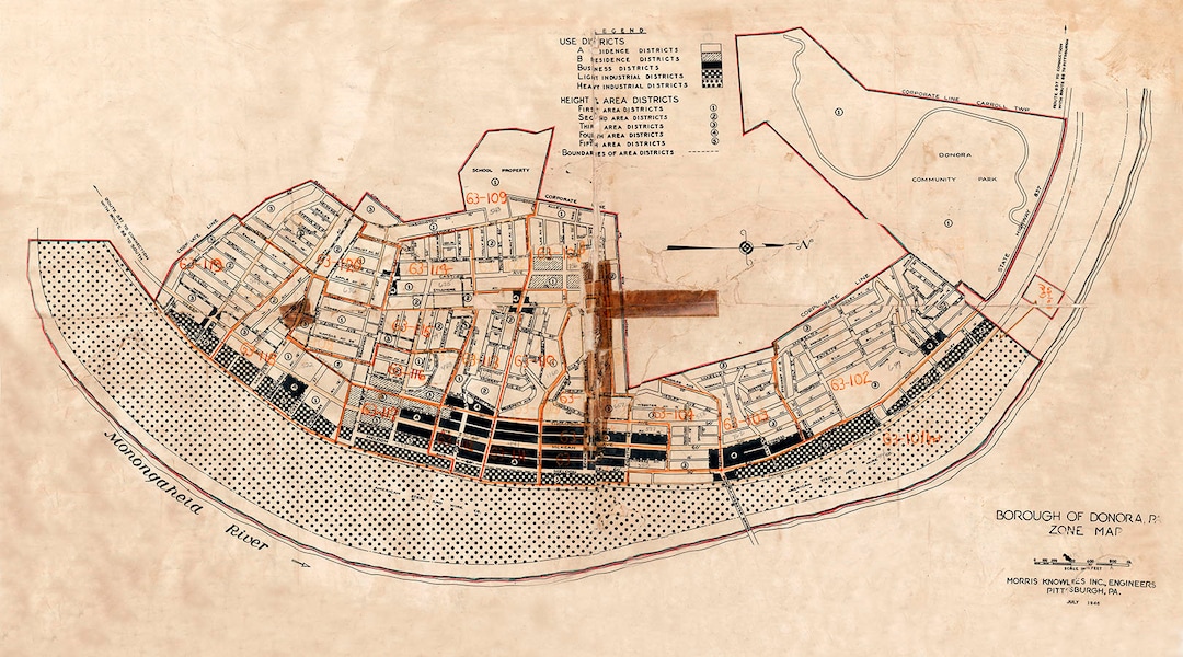 1946 Map of Donora Washington County Pennsylvania Etsy