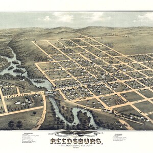 1874 Panorama-Karte von Reedsburg Sauk County, Wisconsin