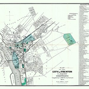 1874 Map of Trenton New Jersey