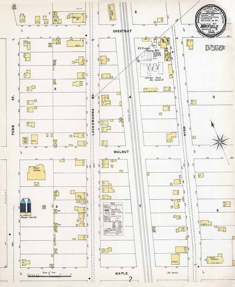 1896 Town Map of Mayfield Lackawanna County Pennsylvania Etsy
