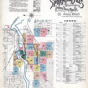1890 Stadtplan von Spokane Spoke County Washington