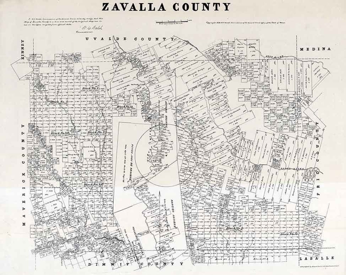 1879 Farm Line Map of Zavala County Texas Etsy