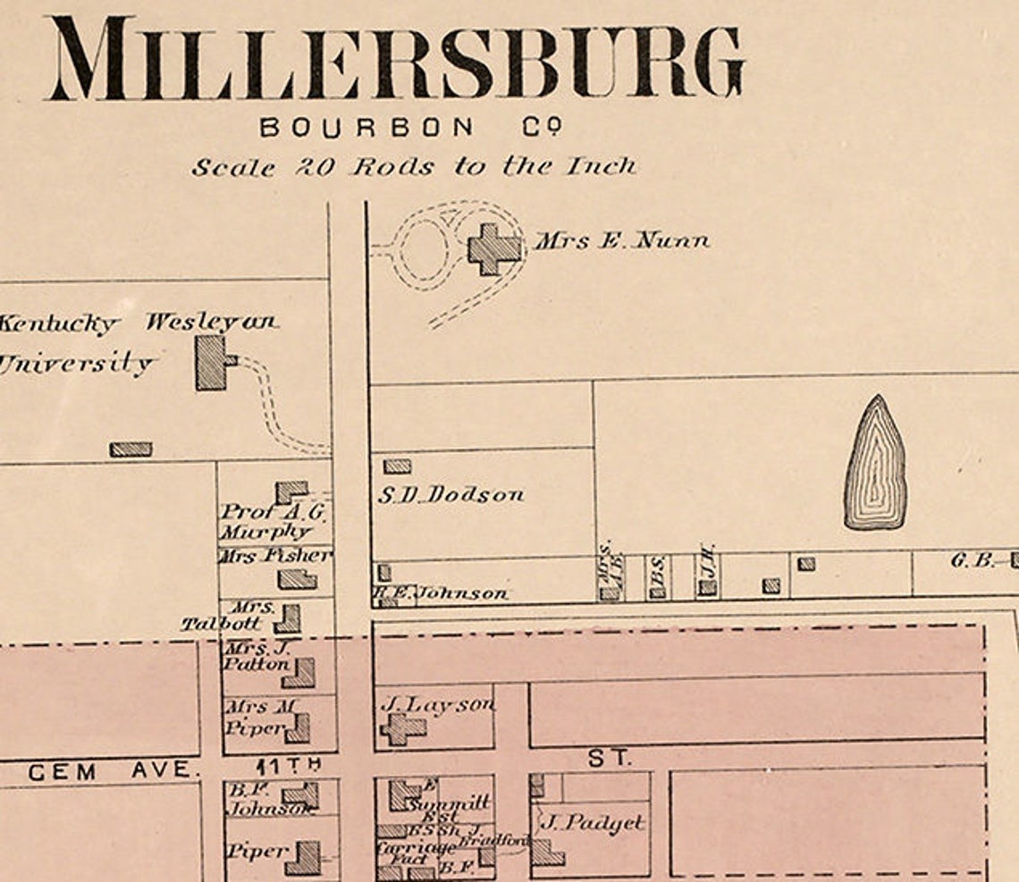 1877 Map of Millersburg Bourbon County Kentucky Etsy