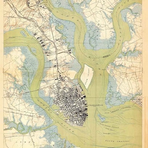 1919 Topo Map of Charleston South Carolina Quadrangle