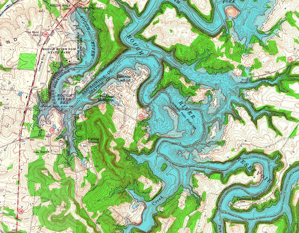 1963 Topo Map of Rough River Lake Kentucky Etsy