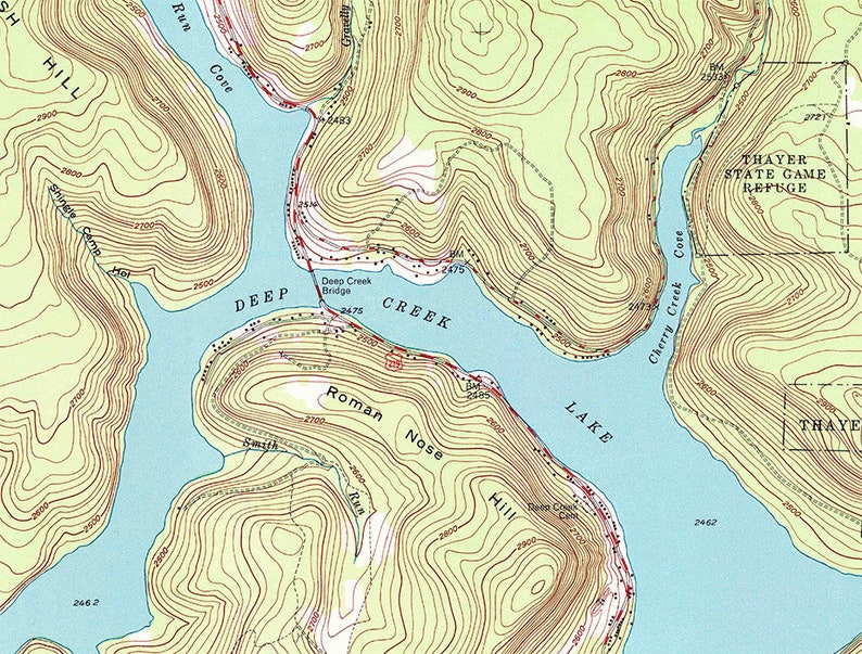 Topographic Map of Deep Creek Lake Maryland