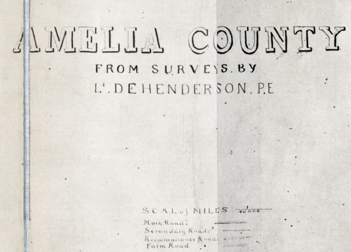 1860 Map of Amelia County Virginia Family Names Genealogy Etsy