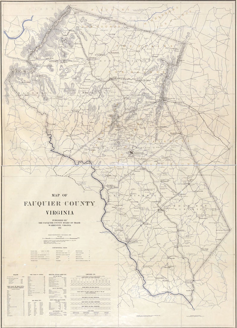 1914 Map of Fauquier County Virginia Etsy