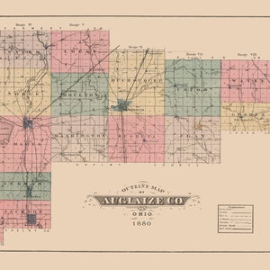 1880, carte du comté d'Auglaize, Ohio