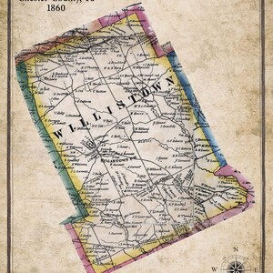 1860 年のペンシルベニア州チェスター郡ウィリスタウン タウンシップの地図