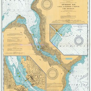 1908 Seekarte von Sturgeon Bay Lake Portkusi