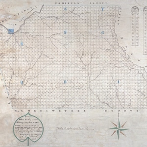 1867 Carte du comté de Coweta en Géorgie