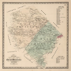 1864-Karte von Ost und West Cocalico Township Lancaster County Pennsylvania