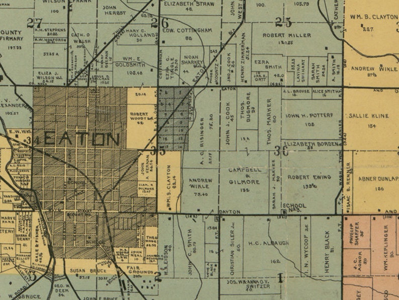 1897 Farm Line Map of Preble County Ohio Eaton Etsy