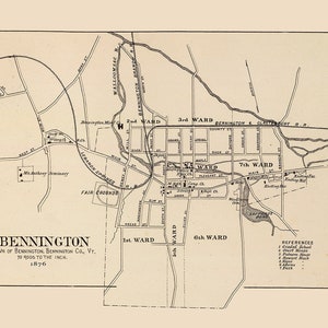 Mapa miasta Bennington w stanie Vermont z 1876 r.