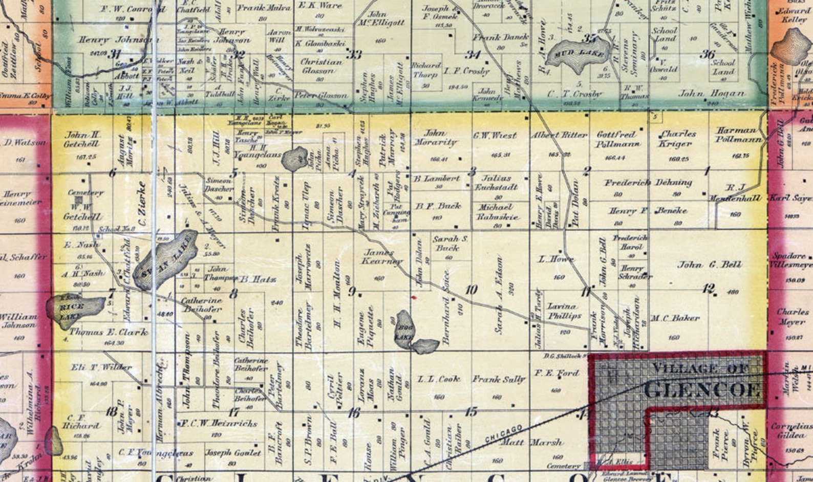 1880 Farm Line Map of Mcleod County Minnesota Glencoe Etsy UK