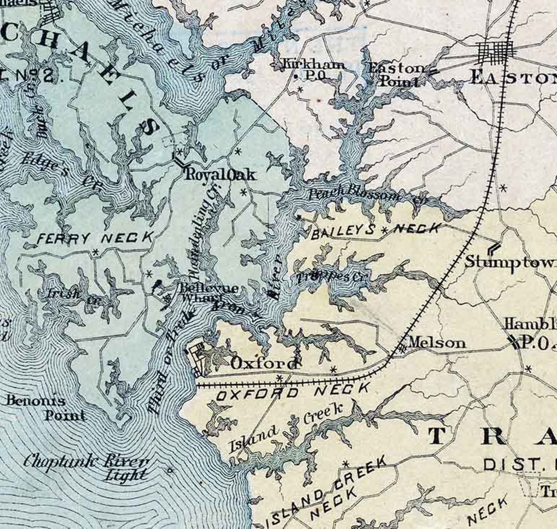 1870 Map of Talbot County Maryland Etsy