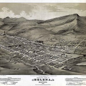 1875 Panorama-Karte von Helena Montana