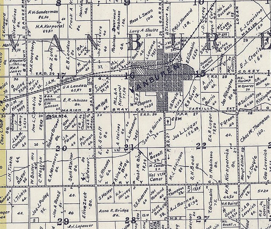 1906 Farm Line Map of Grant County Indiana Etsy