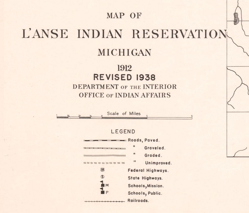 1912 Map of L'anse Indian Reservation Michigan Etsy