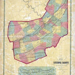 Carte 1860 du comté de Lucerne en Pennsylvanie