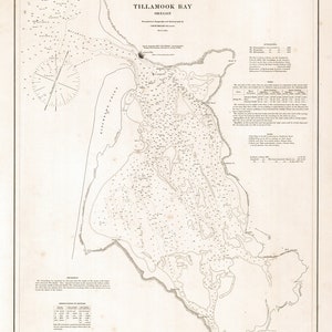 Carta nautica del 1887 della baia di Tillamook, Oregon
