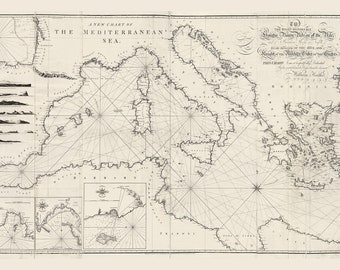 1797 Karte des Mittelmeeres