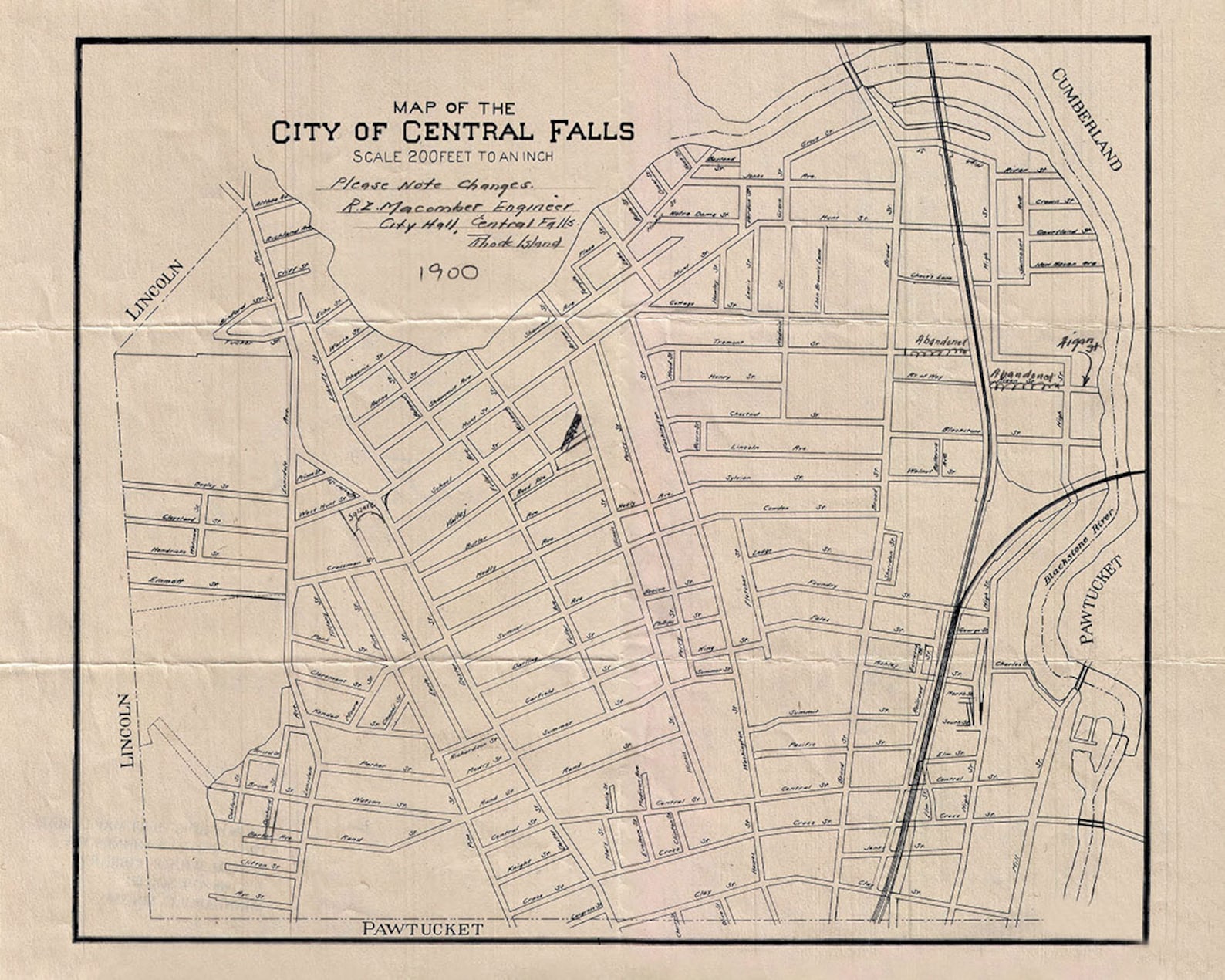 1900 Map of Central Falls Rhode Island Etsy
